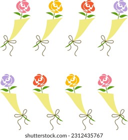 4 color single rose bouquets