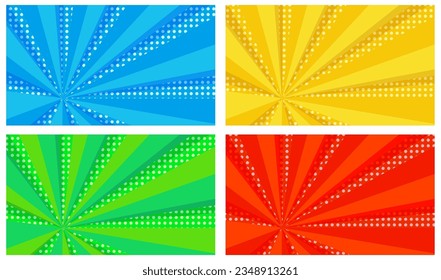 4 color sunburst background set