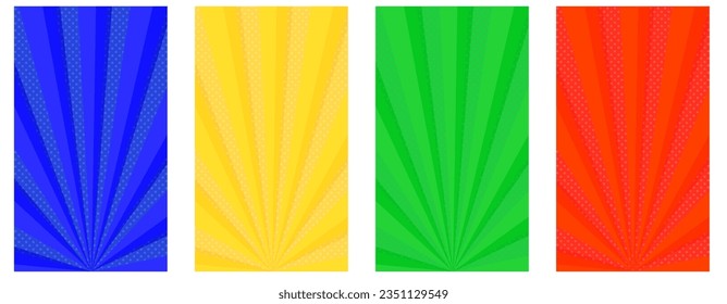 4 color sunburst background set