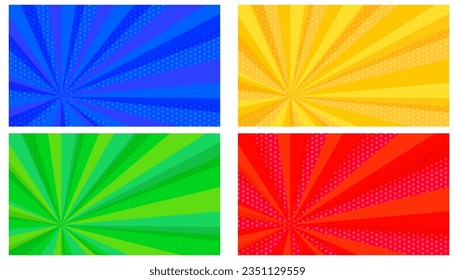 4 color sunburst background set
