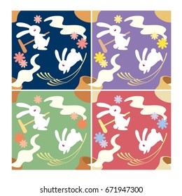4 Color Tsukimi Rabbit Tile