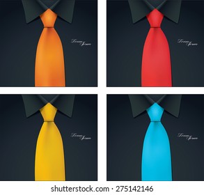 4 color variables of shirt and tie illustration, black shirt, vector