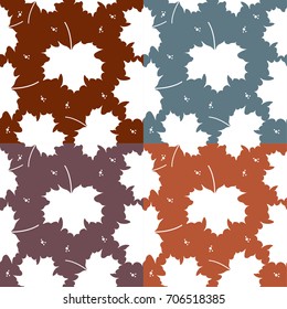 4 color vector autumn pattern with dots and leafs
