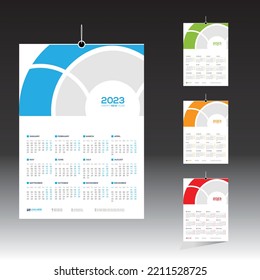 Diseño de calendario de vectores de pared de 4 colores a 12 meses de 2023 para cualquier tipo de uso