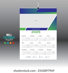 4 colored 12 month 2025 wall vector calendar design for any kind of use