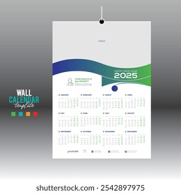 4 colored 12 month 2025 wall vector calendar design for any kind of use