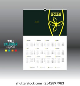 4 colored 12 month 2025 wall vector calendar design for any kind of use