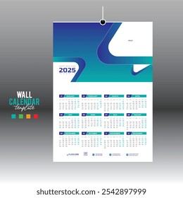 4 colored 12 month 2025 wall vector calendar design for any kind of use