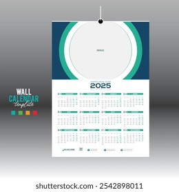 4 colored 12 month 2025 wall vector calendar design for any kind of use