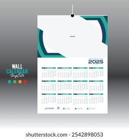 4 colored 12 month 2025 wall vector calendar design for any kind of use