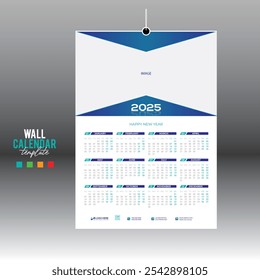 4 colored 12 month 2025 wall vector calendar design for any kind of use