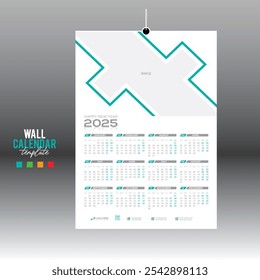 4 colorido 12 mês 2025 design de calendário vetor de parede para qualquer tipo de uso