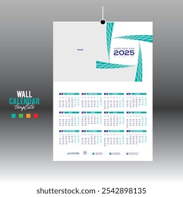 4 colored 12 month 2025 wall vector calendar design for any kind of use
