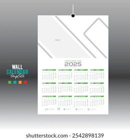 4 colored 12 month 2025 wall vector calendar design for any kind of use