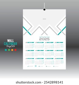 4 colorido 12 mês 2025 design de calendário vetor de parede para qualquer tipo de uso