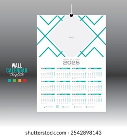 4 farbige 12 Monat 2025 Wand Vektor Kalender Design für jede Art von Nutzung