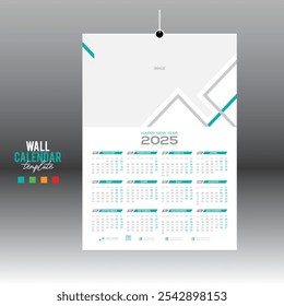 4 colored 12 month 2025 wall vector calendar design for any kind of use