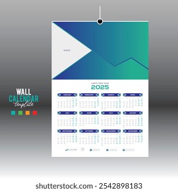 4 colored 12 month 2025 wall vector calendar design for any kind of use