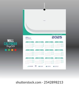 4 colored 12 month 2025 wall vector calendar design for any kind of use