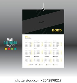 4 colored 12 month 2025 wall vector calendar design for any kind of use