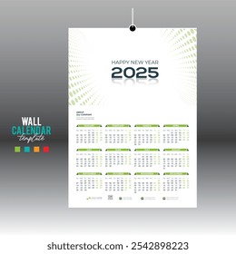 4 colored 12 month 2025 wall vector calendar design for any kind of use