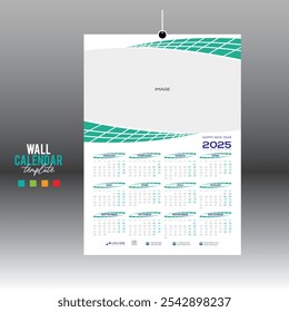4 colorido 12 mês 2025 design de calendário vetor de parede para qualquer tipo de uso