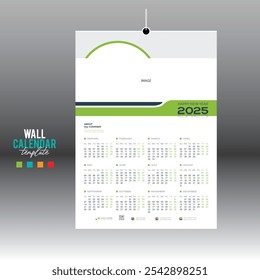 4 colored 12 month 2025 wall vector calendar design for any kind of use