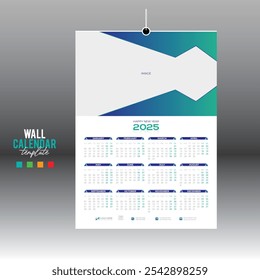 4 farbige 12 Monat 2025 Wand Vektor Kalender Design für jede Art von Nutzung