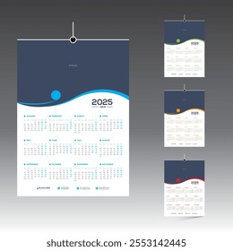 4 colorido 12 mês 2025 design de calendário vetor de parede para qualquer tipo de uso