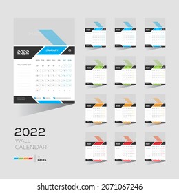 4 farbige 12 Monate 12 Seiten 2022 Wandkalender-Design für den persönlichen Gebrauch oder für jede Art von Verwendung