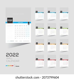 4 colored 12 month 12 pages 2022 wall calendar design for personal or any kind of use