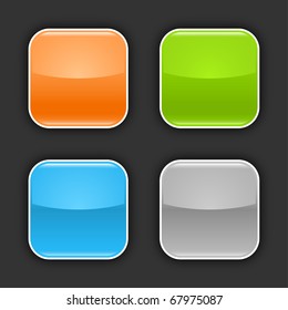 4 colored glossy blank web 2.0 button with drop shadow on gray background