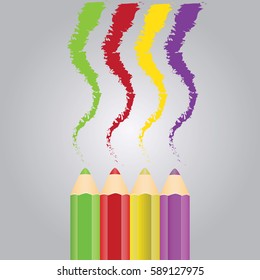 4 colored pencils with brush stroke
