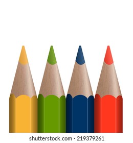 4 colored pencils in a row