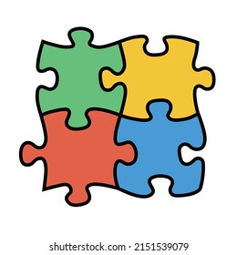 4 colored piece of Jigsaw puzzle, vector illustration
