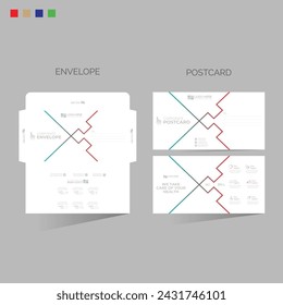 4 colored vector made envelope and postcard for any best company use