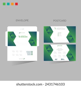 4 colored vector made envelope and postcard for any best company use