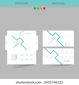 4 colored vector made envelope and postcard for any best company use