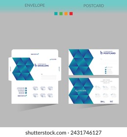 4 colored vector made envelope and postcard for any best company use