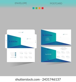 4 colored vector made envelope and postcard for any best company use