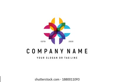 4 colorful elements logo design concept vector template