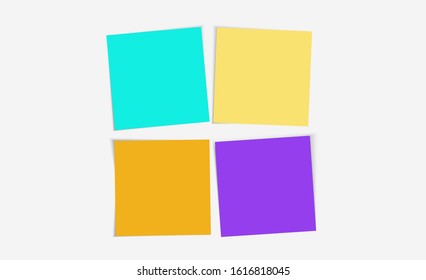 4 colorful notes actions set on white board-Vector Illustration