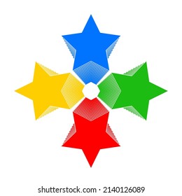 4 colorful stars icon. colors and stars.