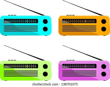 4 colorfull radios