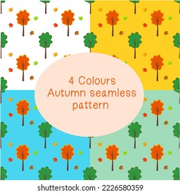 4 Colors Autumn seamless pattern.