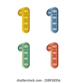 4 colors of number one in special shape and design.