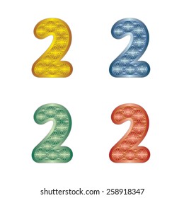 4 colors of number two in special shape and design.