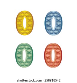 4 colors of number zero in special shape and design.