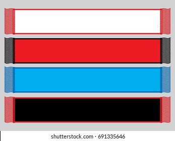 4 Colors Soccer Fans Scarf Vector For Template.