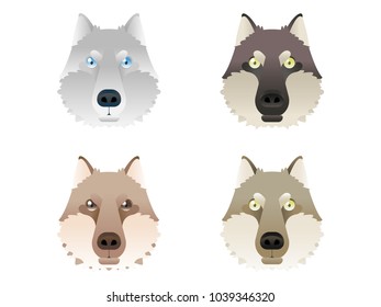 4 colors of wolves with gradient style.